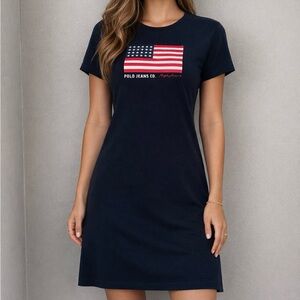 Ralph Lauren Polo Jeans Navy Cotton Flag Dress